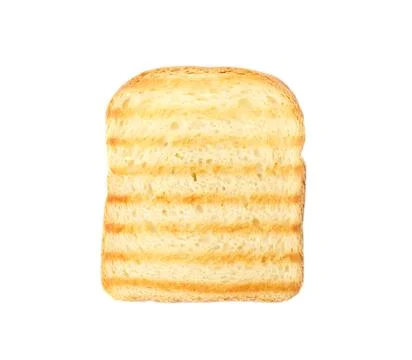 Slice of grilled wheat bread isolated on white, top view Stock Photos