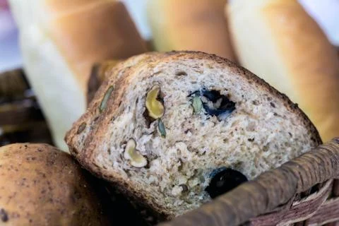 Slice of hole grain bread Stock Photos