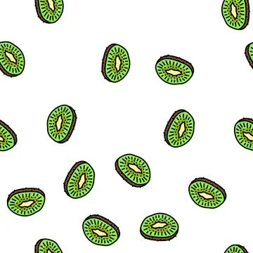 Slice kiwi fresh vector seamless pattern Stock Illustration