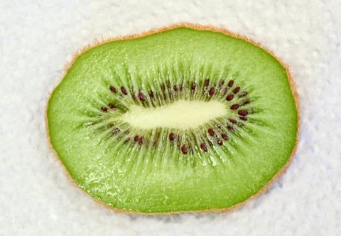 Slice kiwi fruit close up on white background Stock Photos