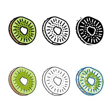 Slice kiwi fruit color concepts icon vector Stockillustratie