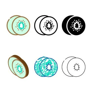 Slice kiwi fruit color icon vector mix Stock Illustration