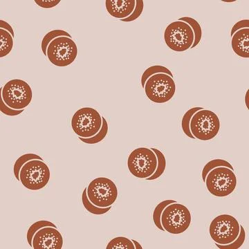 Slice kiwi fruit glyph vector seamless pattern Stock Illustration