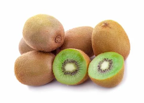 Slice of kiwi fruit isolated on white background Stock Photos
