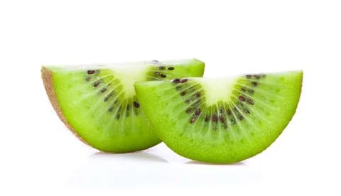 Slice kiwi fruit isolated on white background Stock Photos