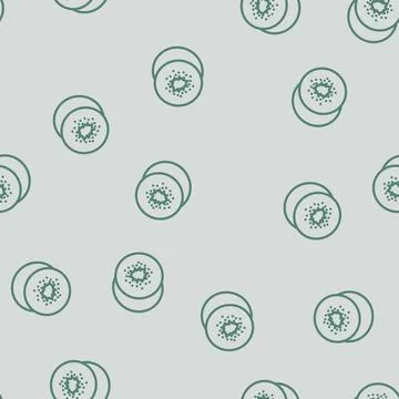 Slice kiwi fruit line vector seamless pattern Illustrazione stock