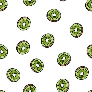Slice kiwi fruit vector seamless pattern Stock Illustration