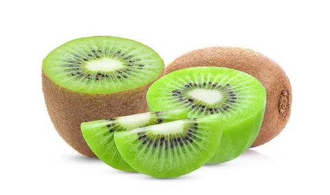 Slice kiwi fruit on white background Stock Photos
