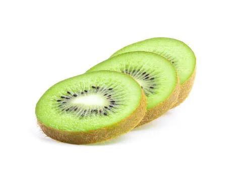 Slice kiwi fruit on white background Stock Photos