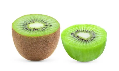 Slice kiwi fruit on white background Stock Photos