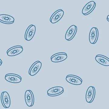 Slice kiwi line vector seamless pattern Stock Illustration