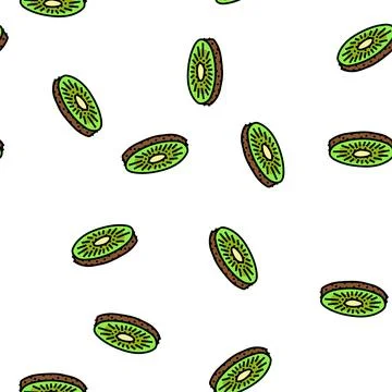 Slice kiwi vector seamless pattern Stock Illustration