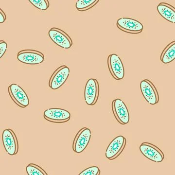 Slice kiwi vector seamless pattern Stock Illustration