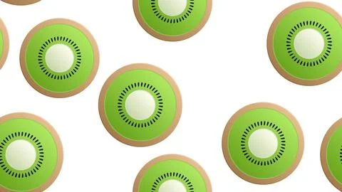 Slice of kiwi on a white background. vector illustration, pattern. fruit in a Illustrazione stock