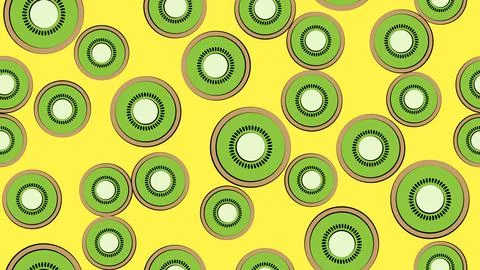 Slice of kiwi on a yellow background. vector illustration, pattern. fruit in  Stock Illustration