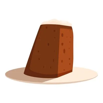 Slice of kulich, traditional easter bread with white icing, resting on plate イラスト素材