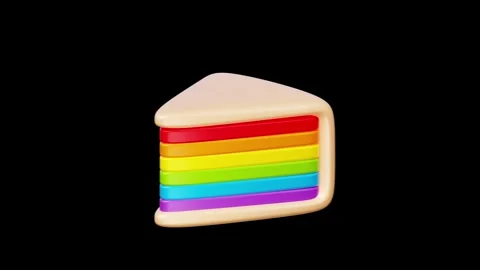 A Slice of Layer Cake Showing Five Bright Rainbow Color Tones. Stock Footage 340283581