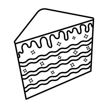 Slice of Layered Cake Outline Vector Illustration Stock Illustration