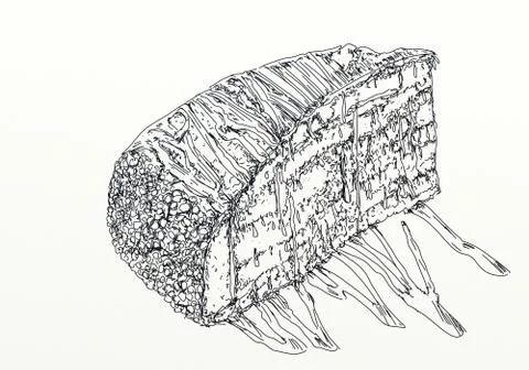 Slice of layered chocolate cake Stock Illustration