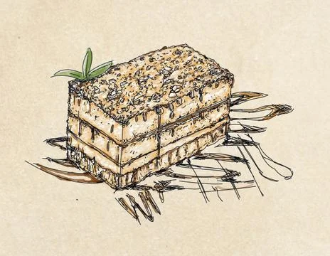 Slice of layered chocolate cake Stock Illustration