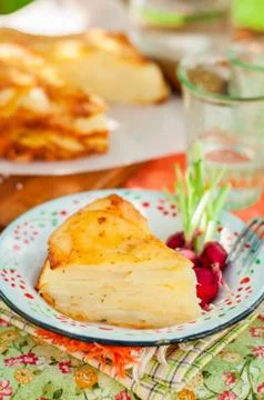 A Slice of Layered Potato Bake Stock Photos