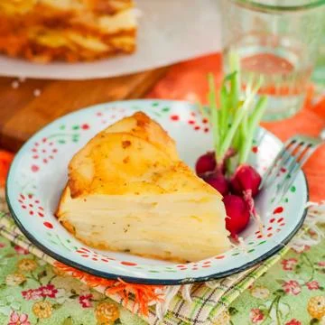 A Slice of Layered Potato Bake Stock Photos
