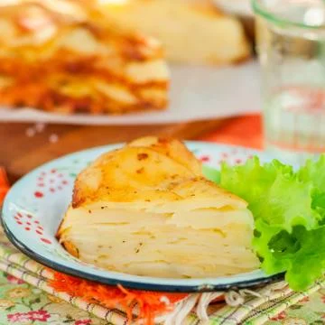 A Slice of Layered Potato Bake Stock Photos