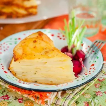A Slice of Layered Potato Bake Stock Photos