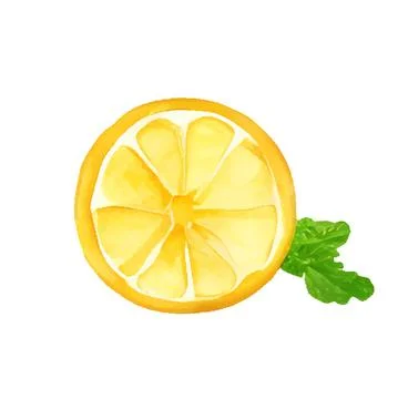 Slice of lemon and mint leaf, watercolor vector illustration Stock Illustration