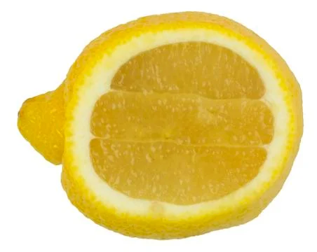Slice of lemon cut horizontally on white background. Foto stock