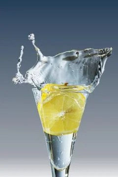 Slice of lemon drops in a glass Stock Photos
