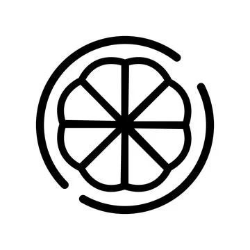 Slice of lemon flat icon. Pictogram for web. Line stroke. Half lemon isolated Stock Illustration