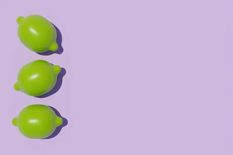 Slice of lemon isolate on purple background, Summer time concept, 3d renderin Stock Illustration