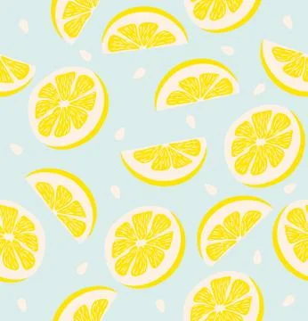 Slice of a lemon pattern Seamless background Illustrazione stock