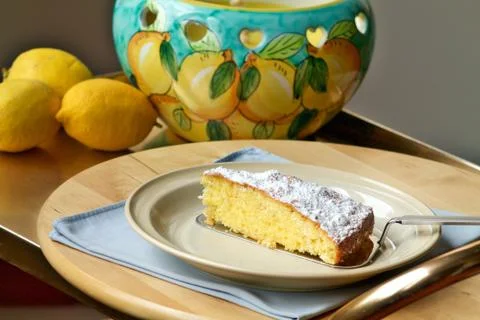 Slice of lemon pie Caprese Stock Photos