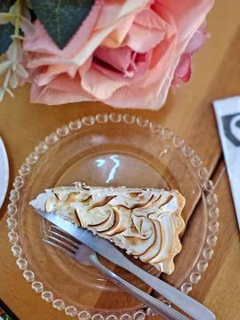 Slice of lemon pie Stock Photos