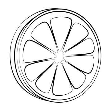 A slice of lemon with a thin line. Vector on a white background Stock Illustration