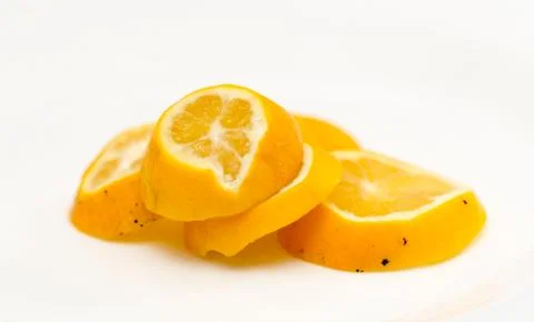 A slice of lemon on a white background Foto stock