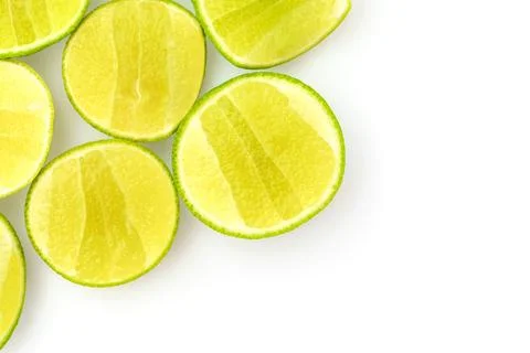 Slice of lemon on white background . Stock Photos