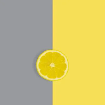 Slice of lemon on a yellow-grey background Stock Photos