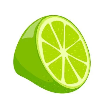 Slice of lime, green, lemon, vector graphics, drawn on a white background. Stock Illustration