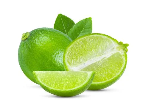 Slice of lime isolated on white Stock Photos