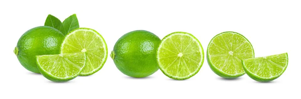 Slice lime on white background Stock Photos
