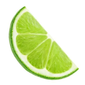 Slice of lime without shadow isolated on white background Stockfoto's