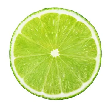 Slice of lime without shadow isolated on white background Stock Photos