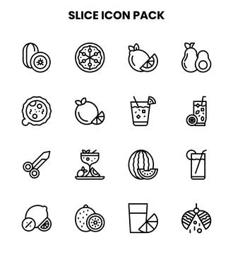 Slice Line Set Icons Pack Illustrazione stock