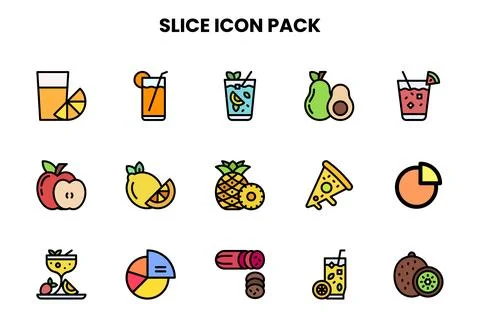 Slice Lineal Color Icons Pack Stock Illustration
