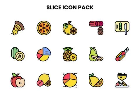 Slice Lineal Color Vector Icons Pack Stock Illustration