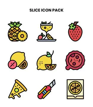 Slice Lineal Color Vector Icons Pack Illustrazione stock