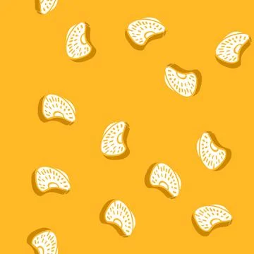 Slice mandarin clementine isometric icon seamless pattern Stock Illustration